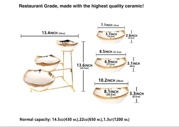 jinsongdafa 3-Tier Serving Rack Ceramic bowls - Image 3