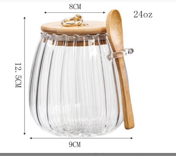 MUAMAX Glass Jar with Bamboo Lid and Spoon - Image 3