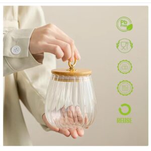 MUAMAX Glass Jar with Bamboo Lid and Spoon