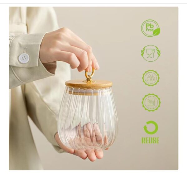 MUAMAX Glass Jar with Bamboo Lid and Spoon