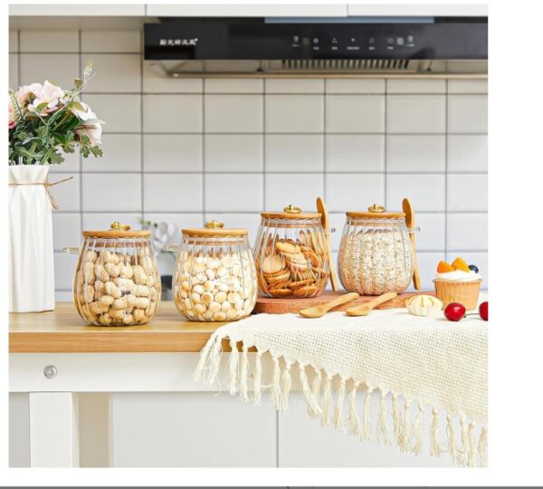 MUAMAX Glass Jar with Bamboo Lid and Spoon - Image 2