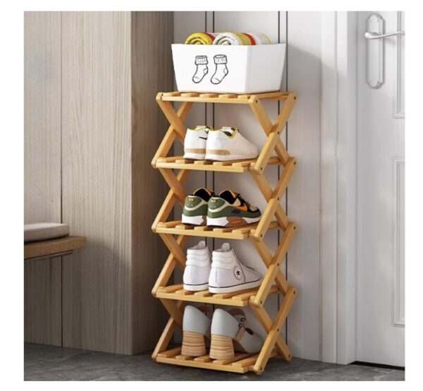 5 Tier Foldable Bamboo Shoe Rack
