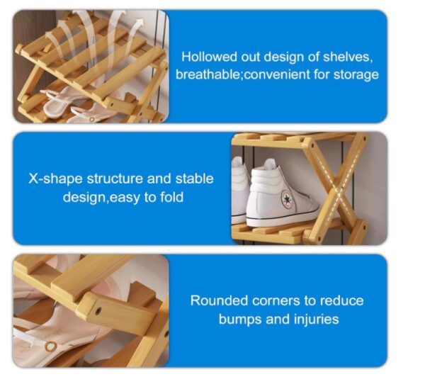 5 Tier Foldable Bamboo Shoe Rack - Image 2
