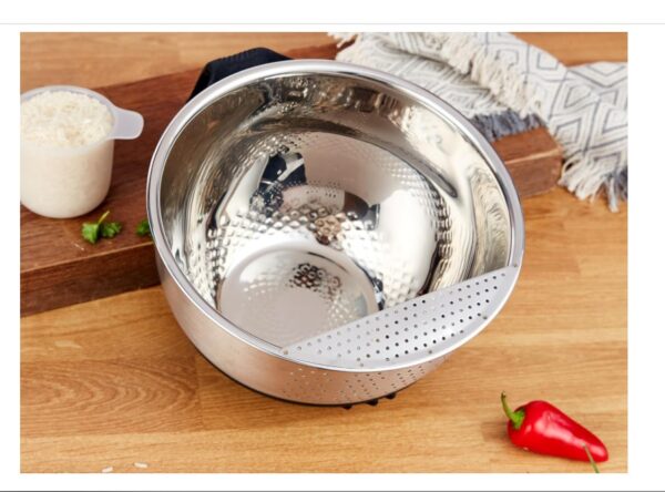 Yum Asia 304 Stainless Steel Rice Washing Bowl - Image 4