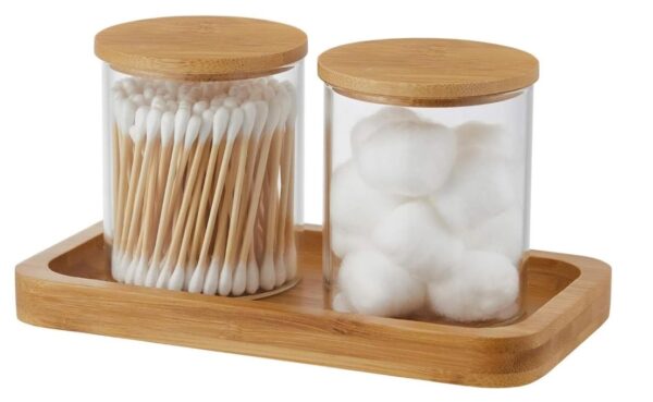 VKTY 2 Pack Glass Cotton Bud Holder
