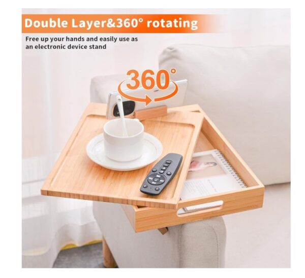 Sofa Arm Tray Table with Storage Box - Image 3