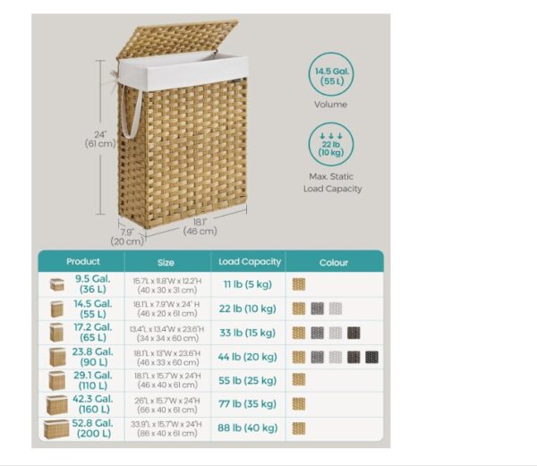 SONGMICS Slim Laundry Basket - Image 2