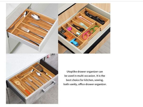 Utoplike Bamboo Cutlery Tray Silverware - Image 3