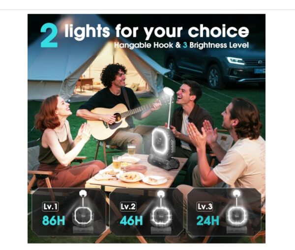 Camping Fan with LED Lantern - Image 2