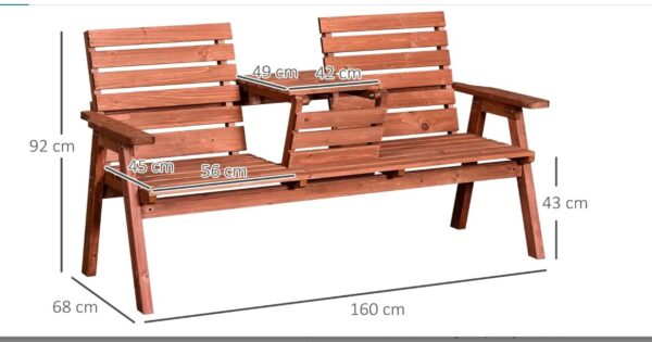 Outsunny 2 Seater Wooden Garden Bench - Image 2