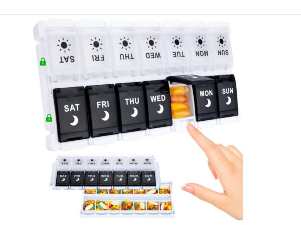 Pill Box with Snap Shut Lids Design