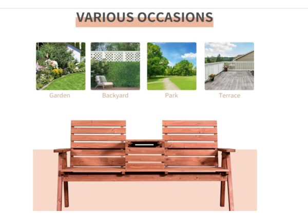 Outsunny 2 Seater Wooden Garden Bench - Image 4