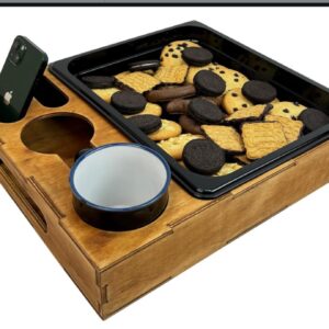 Wooden Serving Tray with Cup Holder