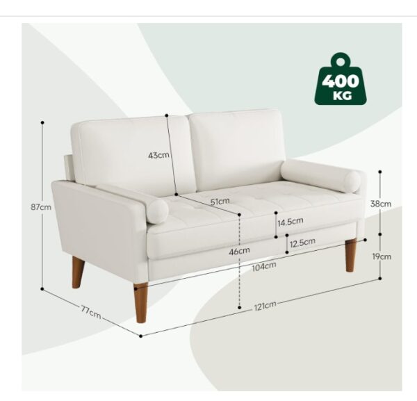 Vesgantti Small 2 Seater Sofa Beige - Image 3
